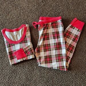 HANNA ANDERSSON Pajama Set Red Tartan Plaid Organic Cotton Adult XL
